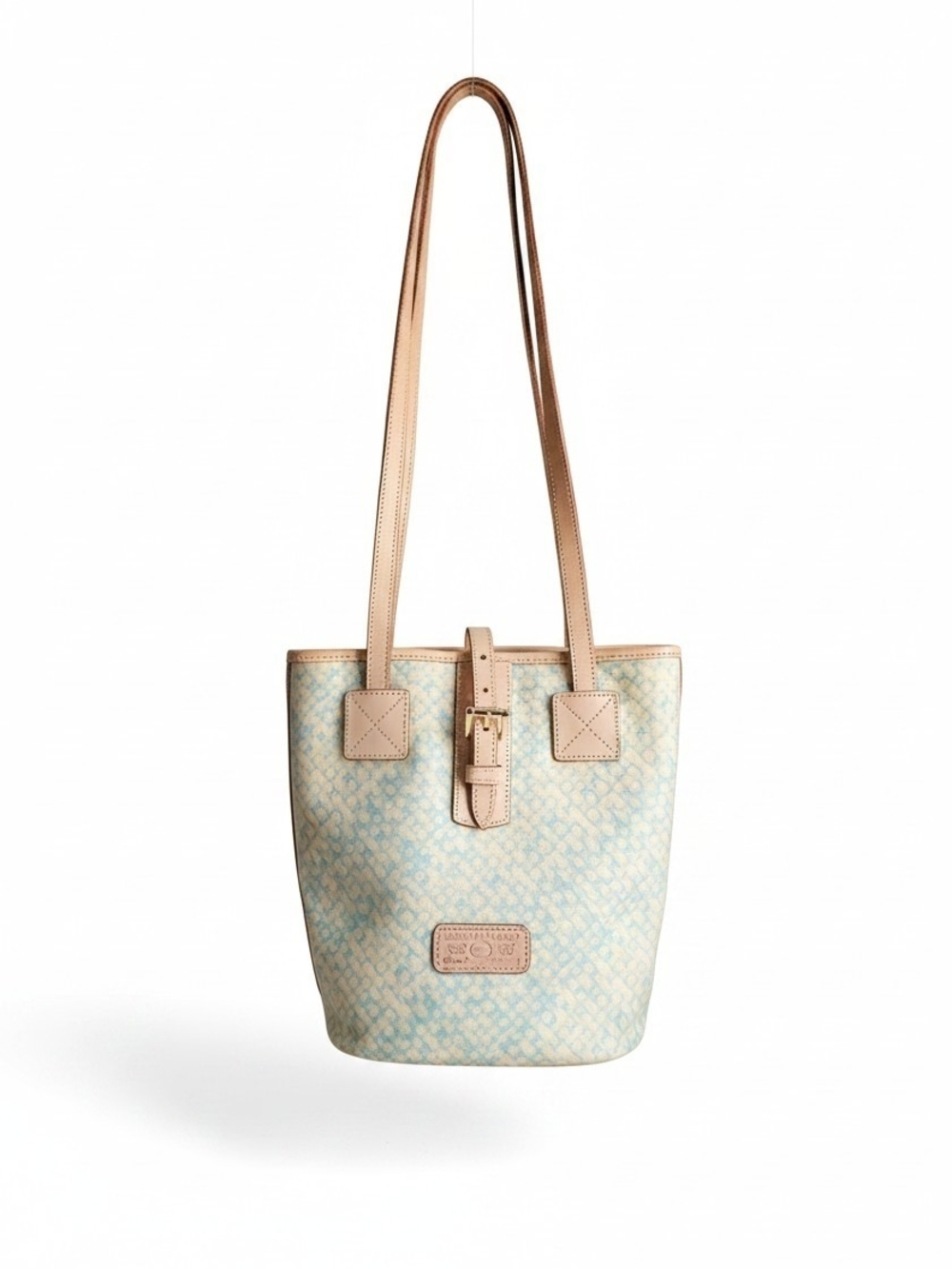 Dooney & Bourke Beige and Light Blue/teal Bucket Shoulder Bag Vintage Y2k